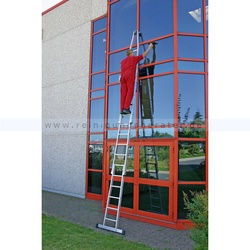 Glasreinigerleiter Krause 3-teilig - 18 Sprossen handliche Glasreinigerleiter, Oberleiter mit Laufrollen