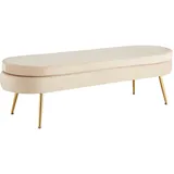 SalesFever Sitzpouf oval | Samt, | B 142 x T 45 x H 41 cm | Beige