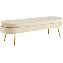 SalesFever Sitzpouf oval | Samt, | B 142 x T 45 x H 41 cm | Beige