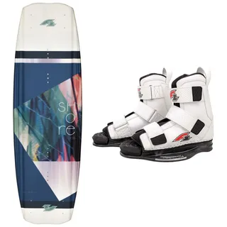 F2 Set Wakeboard Shore Aqua 138cm mit Wakebindung Team Boot L/XL