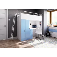 Etagenbett mit Leiter Hochbett Kinderbett mit Schrank und Schreibtisch JSM-4D