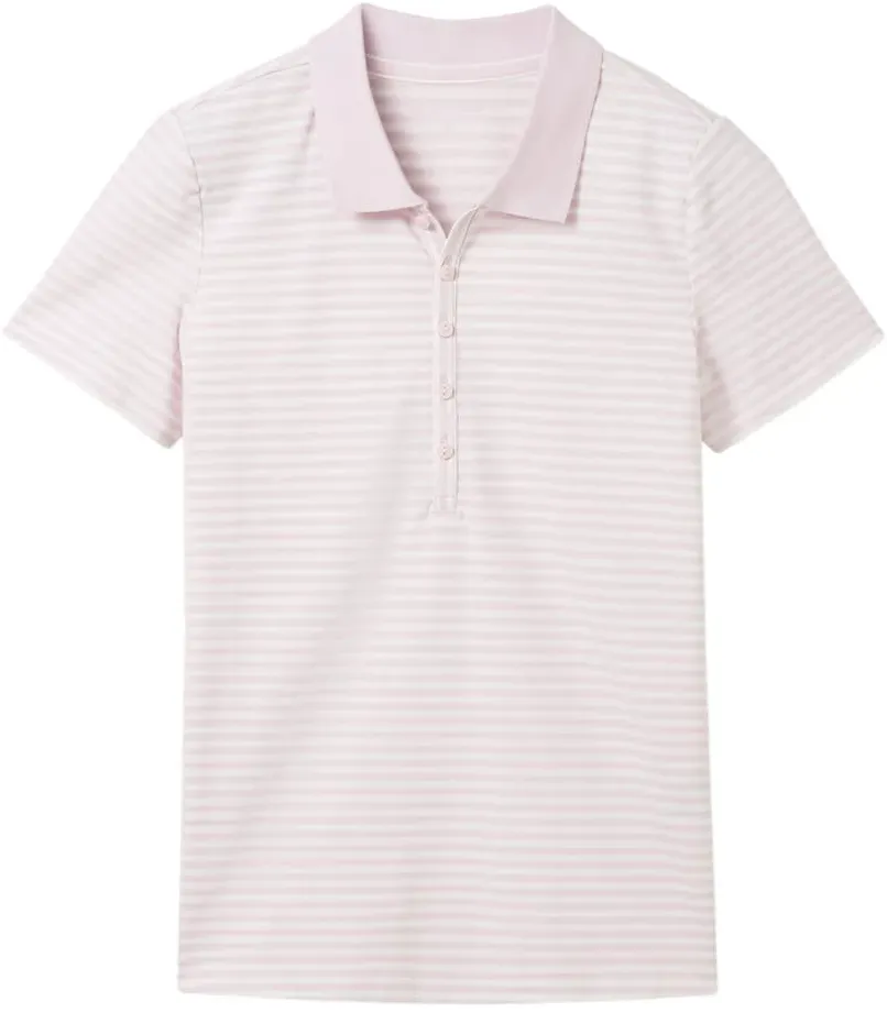 TOM TAILOR Damen Gestreiftes Poloshirt, rosa, Gestreift, Gr. XXL