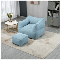 MODFU Sitzsack Lazy Sofa, Schaukelstuhl mit hoher Rückenlehne, mit Fußhocker (Couchsessel für Erwachsene und Kinder, für drinnen und draußen) blau