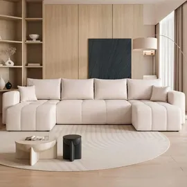 idohome Wohnlandschaft mit Schlaffunktion und Bettkasten, Creme