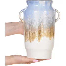 Beliani Blumenvase Steinzeug blau Gerrha