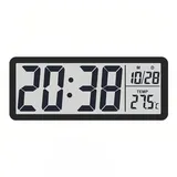 Lancoon LCD Digital Wanduhr mit Temperatur Datum 12/24 Stunden °C/°F Schalter Desktop Hanging 2 Arten von Platzierung Einfach zu Bedienen für Schlafzimmer Home Decor Living Room