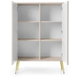 Deine Möbel 24 Hochkommode 103 x 129 x 39 cm Creme / Gold
