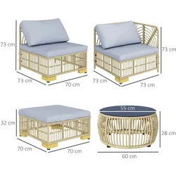 Outsunny - Gartenmöbel-Set - 73Lx73Wx73Hcm - Beige+Grau