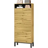 Okwish Schuhschrank 63 x 147 x 24 cm 3 Klappen / beige