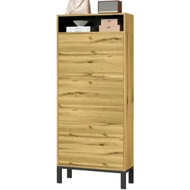 Okwish Schuhschrank 63 x 147 x 24 cm 3 Klappen / beige