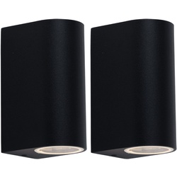 Außenleuchte Up & Down schwarz Wandleuchte außen GU10 Fassadenleuchte Aluminium Aussenleuchten Haus, 2x GU10, BxH 6,5x14,5 cm, 3er Set