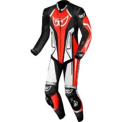 Berik Losail-R perforated Einteiler Känguru Motorrad Lederkombi 2. Wahl Artikel, schwarz-weiss-rot, Größe 56 für Männer