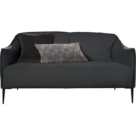 W.Schillig Couch Leder 2-Sitzer Schwarz