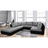 Fun Möbel Wohnlandschaft Sofa ANDRO mit Schlaffunktion Schwarz-Grau /
