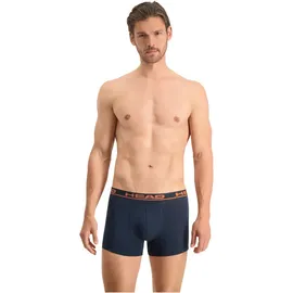 Head Herren Boxershorts im Pack - Basic, Baumwoll Stretch, einfarbig Dunkelblau/Orange M