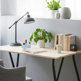 Relaxdays Stiftehalter drehbar, 7 Fächer, Metall, HBT: 10,5 x 16 x 17 cm, runde Stifteaufbewahrung Schreibtisch, weiß