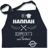 Kinderschürze Schürze Kinder Jungen Mädchen - Kochschürze - Bei Name schmeckts am besten I Geschenk Kochen Oma I Mama I Opa I Papa - 7-14 Jahre - Navy Blau - junge kinderkochschürze koch - 7-13 Jahre