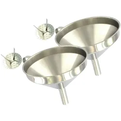 2er-Set Edelstahl-Küchentrichter mit Sieb für Verunreinigungen 14 cm Fackelmann