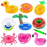 Schwimmender Getränkehalter Klein Pool, Aufblasbare mit Luftpumpe, Getränkehalter Pool Bierhalter Palme Flamingo für Sommer Beachparty Pool Hawaii Party