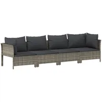 vidaXL 4-tlg Garten-Lounge-Set mit Kissen Grau Poly Rattan