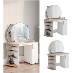 Vicco Schminktisch Frisiertisch Kosmetiktisch Almina Weiß Sonoma Schminkspiegel 100x143 modern Schlafzimmerkommode Schminkkommode Schublade Frisierkommode Make-Up-Tisch