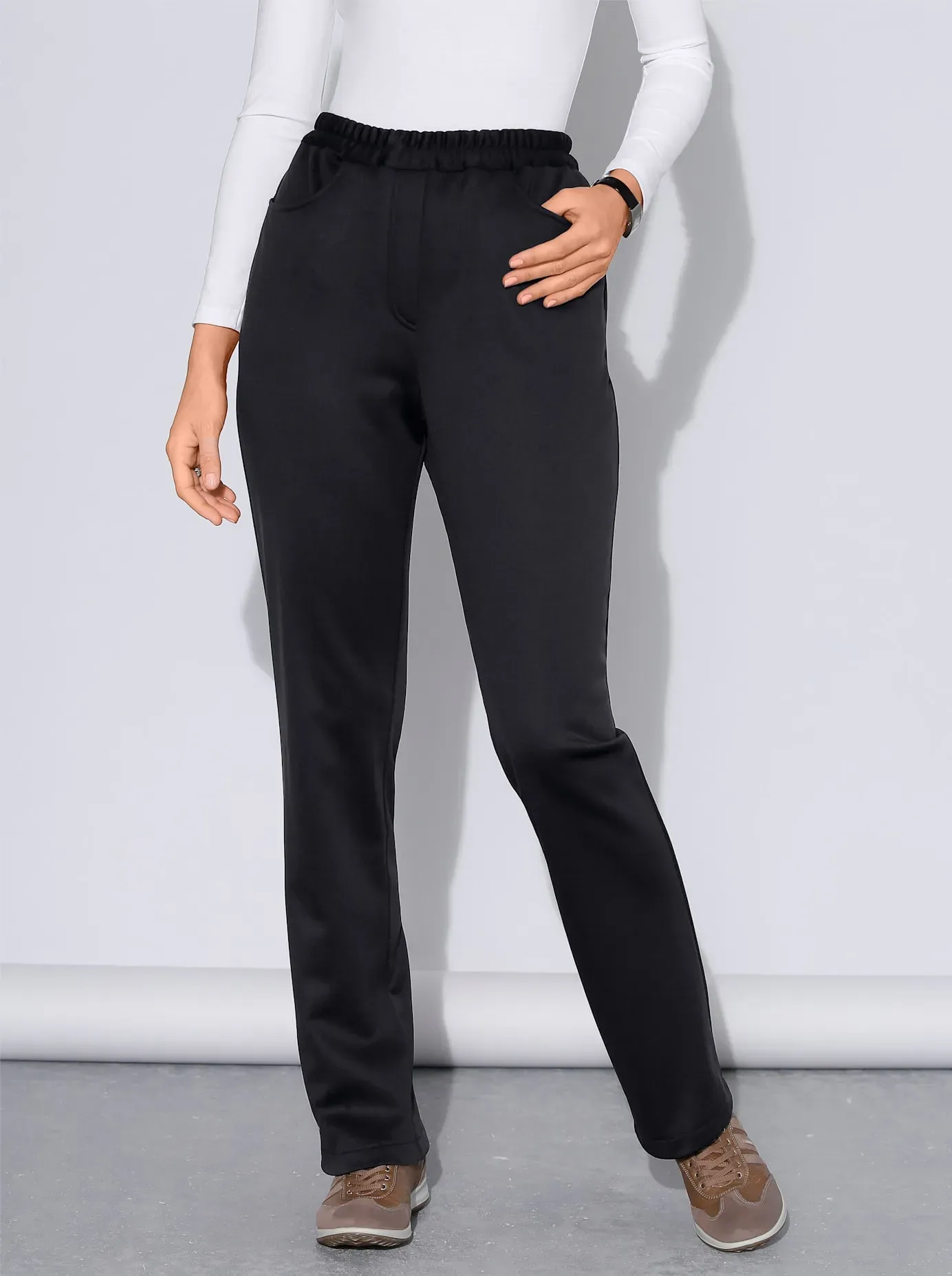 Thermohose CLASSIC BASICS, Damen, Gr. 23, Kurzgrößen, schwarz, 100% Polyester, unifarben, lang, Hosen Thermohose