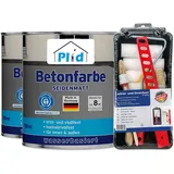 Plid® Betonfarbe Innen & Außen Frostsicher Silbergrau 1,5L - Flüssigkunststoff Bodenbeschichtung - Betonfarbe Kellerboden - Bodenfarbe für Keller, Zement, Mauerwerk & Holz - Made in Germany Set Set