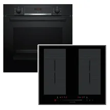 Bosch Herdset Bosch Backofen EcoClean + Wolkenstein Induktionskochfeld Booster autark 60 cm - Schwarz