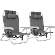 Tectake Campingstuhl 2er Set Grau