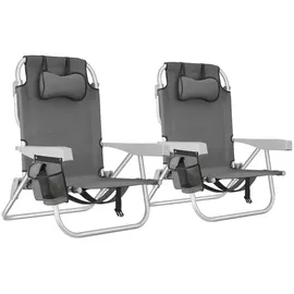 Tectake Campingstuhl 2er Set Grau