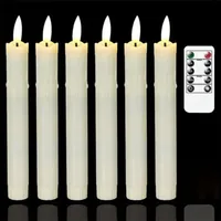 Flammenlose, Flackernde Kerzen Mit Fernbedienung, 19 Cm, Elfenbeinfarben, Batteriebetrieben, Set Mit 6 Flammenlosen Kunststoffkerzen Mit Wachseffekt (2,2 Cm Durchmesser)