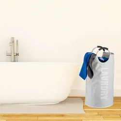 Relaxdays faltbarer Wäschekorb, mit Henkel, leicht, tragbar, 60 l Volumen, runder Wäschesammler, HxØ: 70 x 38 cm, weiß