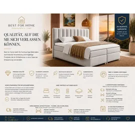 Best For Home Boxspringbett Trinity K-10 mit Bettkasten & Topper, Bonellfederkern H3, 200x200 cm, Silber – Modernes Komfortbett - Silber