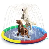 Erfrischendes Splash Sprinkler für Hunde - 170cm Hundepool fur Große Wasserspielzeug - Hund Wasserspielmatte Pool Fontäne Splash Pad Flickwerk