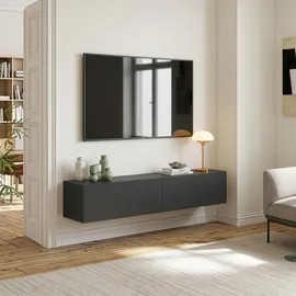 [en.casa] Evaton TV-Lowboard 160 x 32 x 30 cm Dunkelgrau Spanplatte