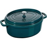 STAUB Gusseisen Bräter/Cocotte, Oval 37 cm, 8 L, Aromaregen Funktion für optimale Befeuchtung, Für alle Herdarten inkl. Induktion und Backofen, La Mer