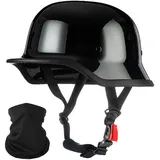 Vintage Deutsche Motorrad Halbhelme mit ECE, Jethelm Retro, Chopper Helm, Scooter-Helm, Fahrradhelm, mit Herausnehmbares Innenfutter und Schnellverschlussschnallen M~XXL 57~64CM