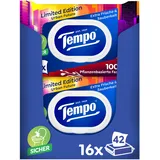 Tempo Feuchtes Toilettenpapier Mein Verwöhnmoment Limited Edition - wechselnde Designs, Ohne Farbstoffe, Wiederverschließbar, Vorteilspack, 16 x 42 Feuchttücher