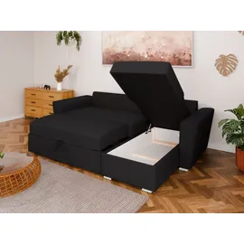 panda möbel Ecksofa L-Form Bellano- links oder rechts montierbar - Schwarz