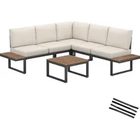 Tectake Garten-Lounge-Set Eliar, mit Aluminiumgestell, pulverbeschichtet,