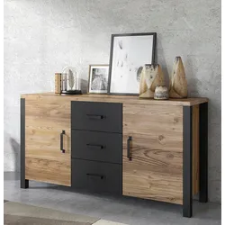 Sideboard HOME AFFAIRE "Olin WM", schwarz (appenzeller fichte, appenzeller fichte, schwarz supermatt), B:147cm H:79cm T:43cm, FSC-zertifizierter Holzwerkstoff, Dekorfolie, Sideboards