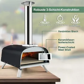 Goplus Pizzaofen Outdoor schwarz
