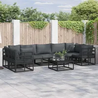 vidaXL Garten-Lounge-Set 8-tlg. schwarz Aluminium