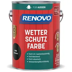 RENOVO Wetterschutzfarbe, wb 2,5L schwarz 9900