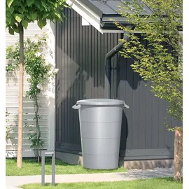 Spetebo Regenwasser-Tank 80 Liter mit Deckel - grau - Universal Kunststoff Tonne mit Tragegriffen - Regentonne Garten Abfall Eimer