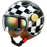 Retro Helm Motorrad Motorradhelm Rollerhelm Mit Doppelbrille Komfortfutter Chopper Helm Mit ECE Zulassung Motorradhelm Halbschale Für Erwachsener Herren Damen Vintage Motorradhelm