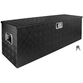 Trucky Deichselbox Schwarz Werkzeugkasten Truckbox Alu Box Anhänger Kiste mit Deckel Abschließbar Alubox Transportbox Werkzeugbox Aluminium Aufbewahrungsbox D210 trucky