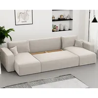 Ecksofa PIANO U mit Schlaffunktion und Stauraum in U-Form Wohnzimmer Sofa mit Bettkasten Couch Poso 100 Beige - Beige