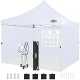 COBIZI Pavillon 3x3 mit 3 seitenwänden & 4 Sandsäcke, faltpavillon 3x3 wasserdicht stabil, Pop Up Pavillon UV-Schutz 50+ Partyzelt Gartenpavillon für Strand Hochzeit Camping, Weiß