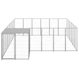 vidaXL Hundezwinger Silbern 12,1 m2 Stahl